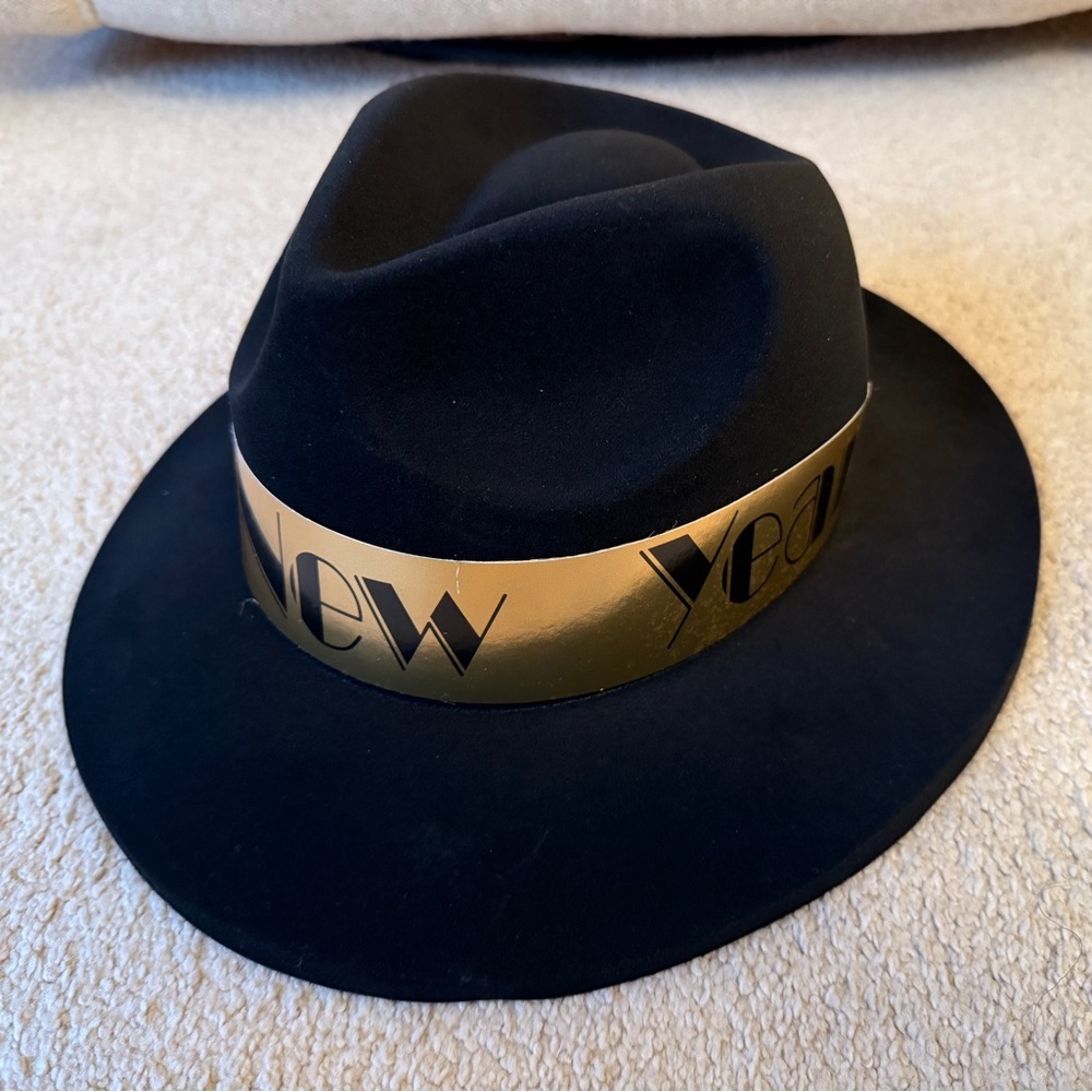 Happy New Year Fedora Hat Fancy Dress Up Halloween Costume Accessory Velvet Blak